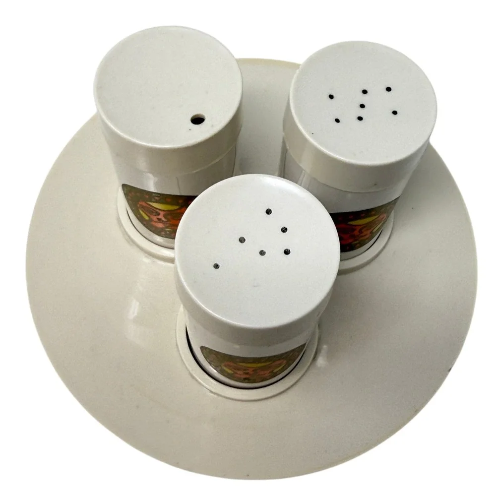 Vintage Loma Industries Rotating Condiment Set Plastic Lazy Susan Spice Shakers